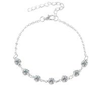 Boho Beach Tobillera Europa y América Simple Seven Tobillera Mujer Pulsera Inicial (Plata, Talla Única)