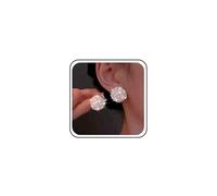 Boho Boda Cristal Diminutos Pendientes Flores Blancas Acrílico Delicada Margarita Pendientes Pequeños Mini Cz Racimo Floral Rhinestone Ronda Resina Rosa Brillante Simple Delicado Minimalista Mujeres
