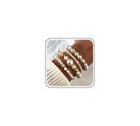 Boho Boda De Color Rosa Blanco Simulado Pulsera De Perlas De La Pila Gruesas Pulseras De Perlas Estiramiento Conjuntos Apilables Elástica Delicada Pequeña Simple Minimalista Muñeca Para Las Mujeres