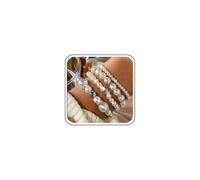Boho Boda De Color Rosa Blanco Simulado Pulsera De Perlas De La Pila Gruesas Pulseras De Perlas Estiramiento Conjuntos Apilables Elástica Delicada Pequeña Simple Minimalista Muñeca Para Las Mujeres