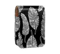 Boho Bohemia - Estuche portátil para pintalabios en blanco y negro para viajes, mini caja de almacenamiento de lápiz labial con espejo para mujeres y mujeres, bolsa de cosméticos de cuero, Varios colores, 9.5x2x7 cm/3.7x0.8x2.7 in