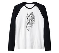 Boho Búho Plumas Flores Línea Arte Splash Camiseta Manga Raglan
