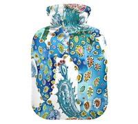 Boho Cactus Paisley Topaz - Bolsa de agua caliente con cubierta suave, compresa caliente de 1 litro para dolor muscular