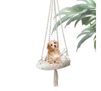 Boho Cat Hammock Hammock Indoor Hand-nouted Macrame Cat Swing con almohadas | Cama de hamaca de gato para mascotas, csuspenshatons y colgantes o hamaca al aire libre para relajarse,
