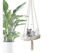 Boho Cat Swing Bed - Amamock Colgado con Almohada Suave, Estilo Macrama Hecho a Mano Diseño Alto | Conveniente para el Uso Interno, Balcón, Salón, Patio, Ángulo De Estudio De F
