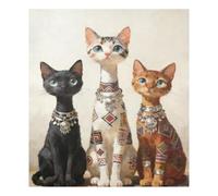 Boho Cat Trio - Fundas étnicas para lavavajillas con adhesivo magnético limpio y sucio, decoración de cuarto de lavado, cubierta magnética para refrigerador, 23 x 26 pulgadas