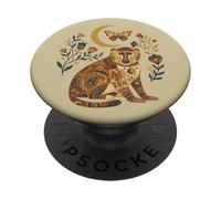 Boho Celestial Baboon Moon Floral PopSockets PopGrip Adhesivo