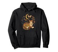 Boho Celestial Gato Bengala Luna Floral Sudadera con Capucha