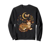 Boho Celestial Tabby Cat Moon Floral Sudadera