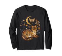 Boho Celestial Tonkinese Cat Moon Floral Manga Larga