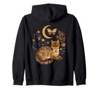 Boho Celestial Tonkinese Cat Moon Floral Sudadera con Capucha