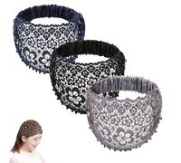 boho chic crystal and pearl headband, Boho-Chic Crystal & Pearl Embellished Wide Headbands Plum Blossom, Hollow Elegant Floral Beaded Lace Head Coverings for chics (#1+#2+#3)