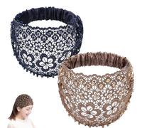 boho chic crystal and pearl headband, Boho-Chic Crystal & Pearl Embellished Wide Headbands Plum Blossom, Hollow Elegant Floral Beaded Lace Head Coverings for chics (#1+#4)