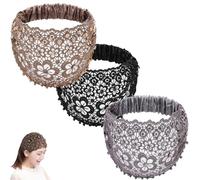 boho chic crystal and pearl headband, Boho-Chic Crystal & Pearl Embellished Wide Headbands Plum Blossom, Hollow Elegant Floral Beaded Lace Head Coverings for chics (#1+#3+#4)