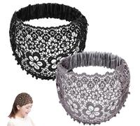 boho chic crystal and pearl headband, Boho-Chic Crystal & Pearl Embellished Wide Headbands Plum Blossom, Hollow Elegant Floral Beaded Lace Head Coverings for chics (#2+#3)