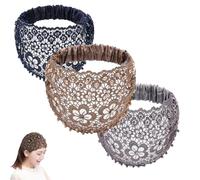 boho chic crystal and pearl headband, Boho-Chic Crystal & Pearl Embellished Wide Headbands Plum Blossom, Hollow Elegant Floral Beaded Lace Head Coverings for chics (#1+#2+#4)