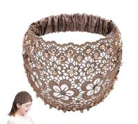boho chic crystal and pearl headband, Boho-Chic Crystal & Pearl Embellished Wide Headbands Plum Blossom, Hollow Elegant Floral Beaded Lace Head Coverings for chics (#4)