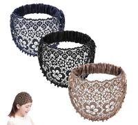boho chic crystal and pearl headband, Boho-Chic Crystal & Pearl Embellished Wide Headbands Plum Blossom, Hollow Elegant Floral Beaded Lace Head Coverings for chics (#2+#3+#4)