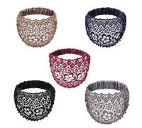 Boho-Chic Crystal & Pearl Embellished Elegant Floral Beaded Wide Headbands, Boho Chic Headband for Women (5PCS-A)