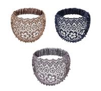 Boho-Chic Crystal & Pearl Embellished Elegant Floral Beaded Wide Headbands, Boho Chic Headband for Women (3PCS-A)
