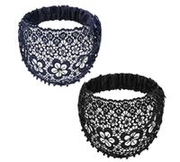 Boho-Chic Crystal & Pearl Embellished Elegant Floral Beaded Wide Headbands, Boho Chic Headband for Women (2PCS-B)