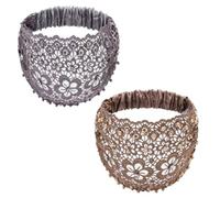 Boho-Chic Crystal & Pearl Embellished Elegant Floral Beaded Wide Headbands, Boho Chic Headband for Women (2PCS-E)