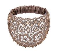 Boho-Chic Crystal & Pearl Embellished Elegant Floral Beaded Wide Headbands, Boho Chic Headband for Women (1PCS-D)
