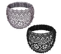 Boho-Chic Crystal & Pearl Embellished Elegant Floral Beaded Wide Headbands, Boho Chic Headband for Women (2PCS-A)