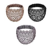 Boho-Chic Crystal & Pearl Embellished Elegant Floral Beaded Wide Headbands, Boho Chic Headband for Women (3PCS-C)