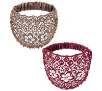 Boho-Chic Crystal & Pearl Embellished Elegant Floral Beaded Wide Headbands, Boho Chic Headband for Women (2PCS-C)