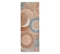 Boho Chic Moon - Tapete de yoga redondo retro Biege de 1 mm para pilates, estampado antideslizante, toalla antideslizante para caliente con bolsas de 71 x 26 pulgadas