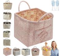 Boho-Chic Quilted Floral Storage Basket with Handles, Foldable Quilted Storage Basket, Boho Floral Fabric Storage Hamper & Bin for Home, Picnic,Shopping, Laundry, Travel (#G)