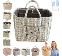 Boho-Chic Quilted Floral Storage Basket with Handles, Foldable Quilted Storage Basket, Boho Floral Fabric Storage Hamper & Bin for Home, Picnic,Shopping, Laundry, Travel (#F)