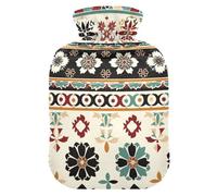 Boho Coloful - Botella de agua caliente de viaje con funda suave, bolsa de compresión caliente de 1 litro para calentador de abdomen