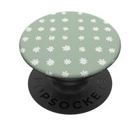 Boho colores neutros blanco verano margaritas claro patrón verde PopSockets PopGrip Adhesivo