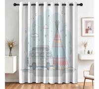 Boho - Cortinas con nubes para niños y niñas, con ojales, plisados con ojal, tratamiento de ventanas para habitación de los niños, dormitorio, 215 x 110 cm, 2 unidades