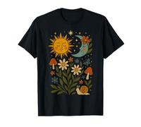 boho cottagecore Folk Jardín Sol y Luna Armonía Camiseta
