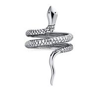 Boho Declaración De Moda Estilo Vintage Jardín Animal Pet Reptil Egipcio Bobina Serpiente Anillo De La Banda De Las Mujeres Oxidado .925 Plata Esterlina