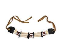 Boho Del Suroeste De Estilo Indio Americano Hecho A Mano De 3 Filas De Cuentas De Color Marrón De Madera Natural De Pelo De Pipa De Cuero Negro Tribal Amplia Collar De Gargantilla Ajustable