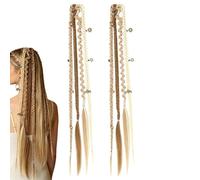 Boho Dreadlocks Clip-In Hair Extensions With Beads & Pendant - 20-Inch Clip
