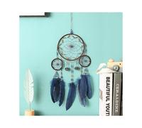 Boho Dream Catcher Handmade Blue Feather Wall Hanging Vintage Wedding Main Decorations 60 cm Long
