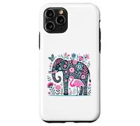 Boho Elephant Floral Butterfly Teal Blue Cute Pink Flamingo Carcasa para iPhone 11 Pro