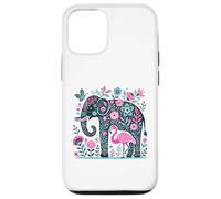 Boho Elephant Floral Butterfly Teal Blue Cute Pink Flamingo Carcasa para iPhone 12/12 Pro