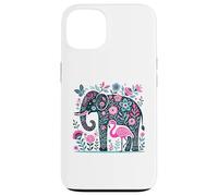 Boho Elephant Floral Butterfly Teal Blue Cute Pink Flamingo Carcasa para iPhone 13