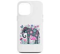 Boho Elephant Floral Butterfly Teal Blue Cute Pink Flamingo Carcasa para iPhone 13 Pro Max