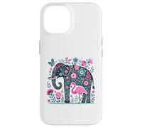 Boho Elephant Floral Butterfly Teal Blue Cute Pink Flamingo Carcasa para iPhone 14