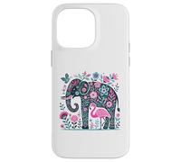 Boho Elephant Floral Butterfly Teal Blue Cute Pink Flamingo Carcasa para iPhone 14 Pro Max