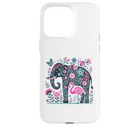 Boho Elephant Floral Butterfly Teal Blue Cute Pink Flamingo Carcasa para iPhone 15 Pro Max