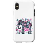 Boho Elephant Floral Butterfly Teal Blue Cute Pink Flamingo Carcasa para iPhone X/XS