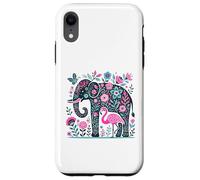 Boho Elephant Floral Butterfly Teal Blue Cute Pink Flamingo Carcasa para iPhone XR